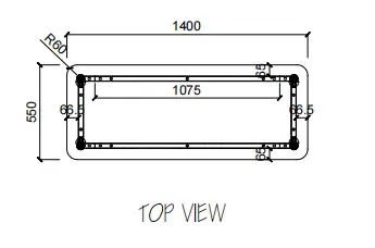 Dimension drawing for the FLEX Bar table table