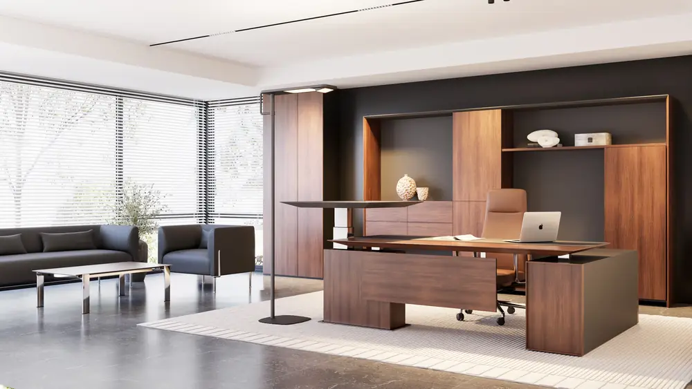 Capri-T desk in a finished space