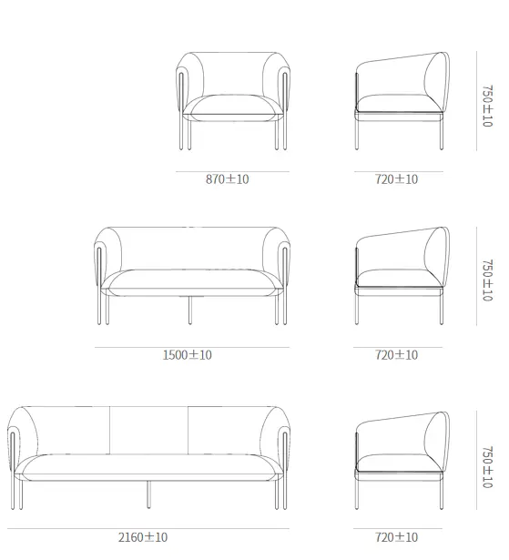 Dimension drawing for the Grandeur sofa