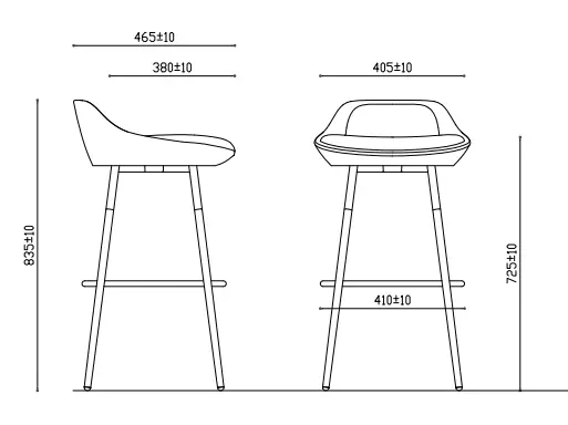 Dimension drawing for the Lunar stool
