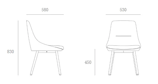 Dimension drawing for the Unique chair