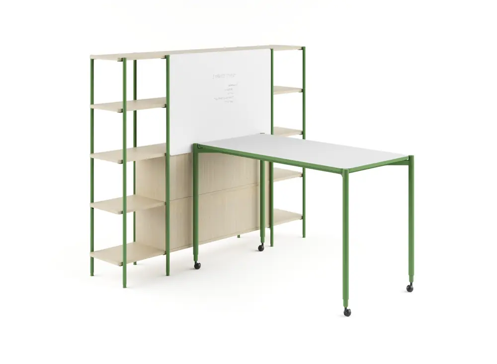 FLEX Collaborative island cabinet shelving seen from a second angle