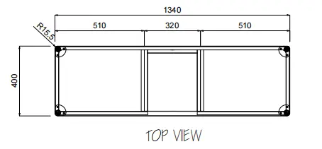 Dimension drawing for the FLEX Credenza credenza
