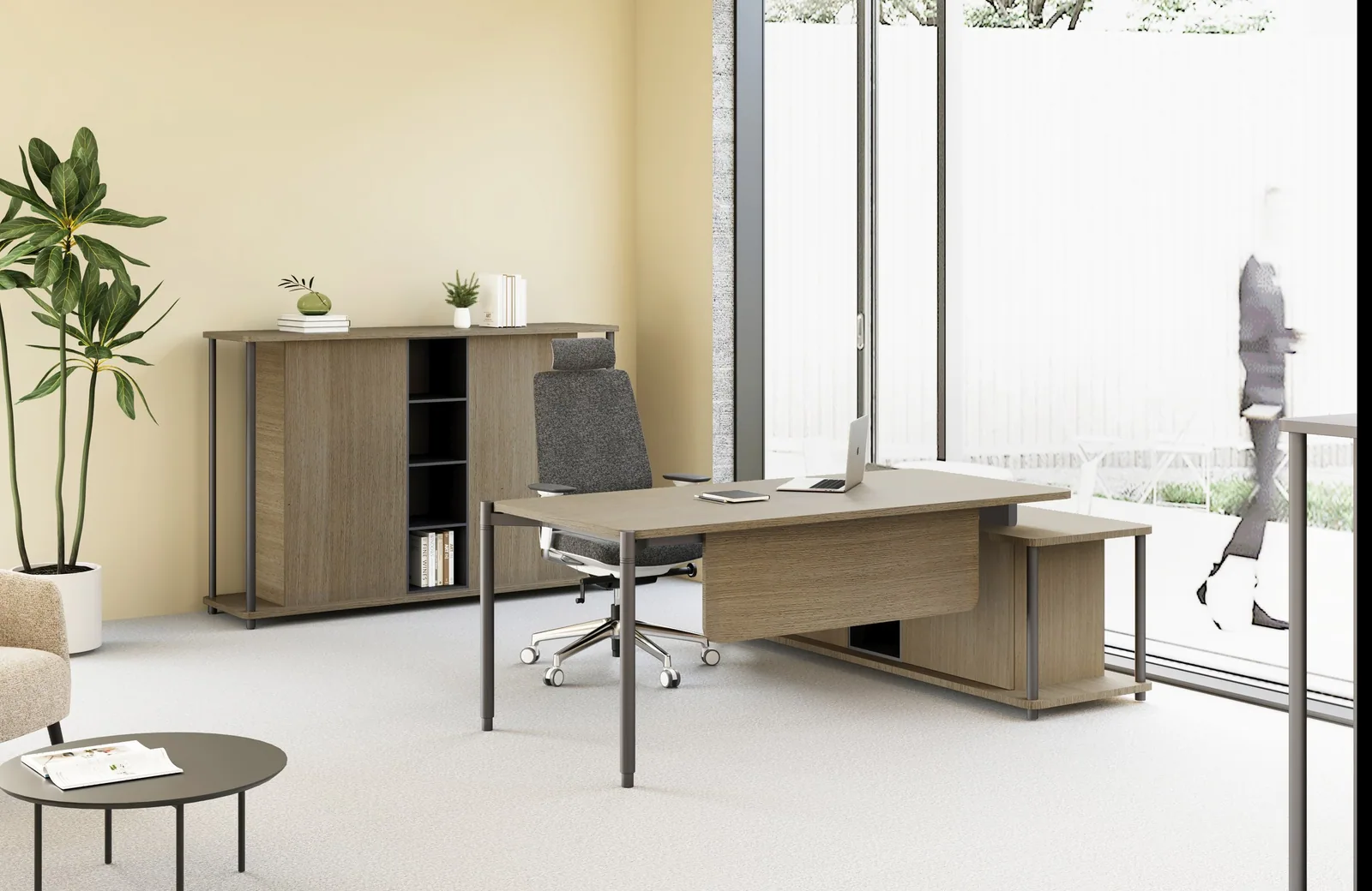 Office storage units dividing an open plan floor