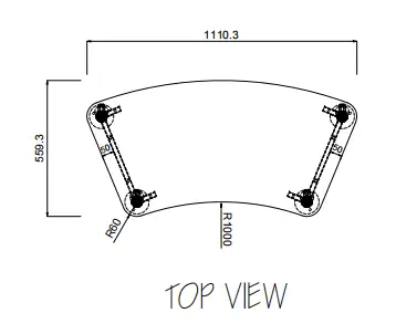 Dimension drawing for the Flex Modular Table table