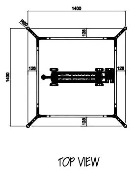 Dimension drawing for the FLEX desk