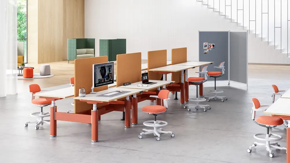 Triolink desk in a finished space
