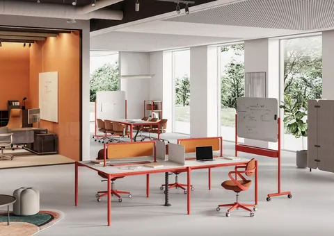 Bench desking on an open plan office floor